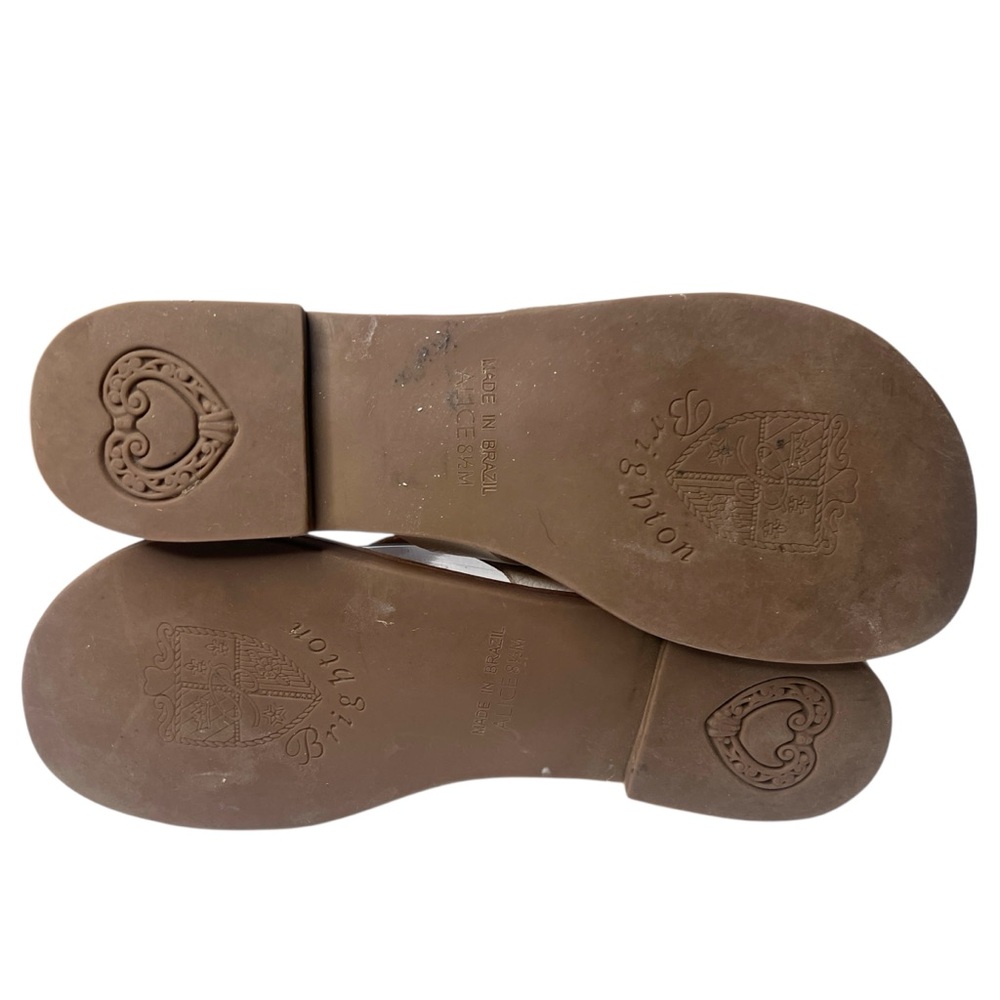 BRIGHTON Alice White Leather Sandals Silver‎ Medallion Size 8.5 - Picture 11 of 12